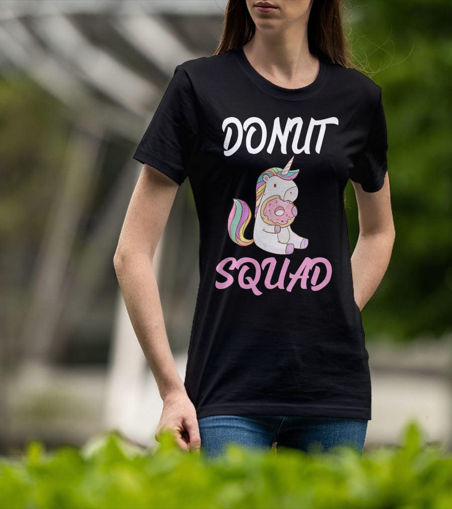 Donut Squad Unicorn Holding Donut With Cute Expression T-Shirt