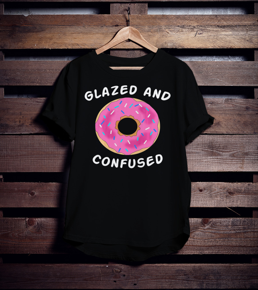 Glazed And Confused Donut Lover Pink Sprinkle Doughnut T-Shirt