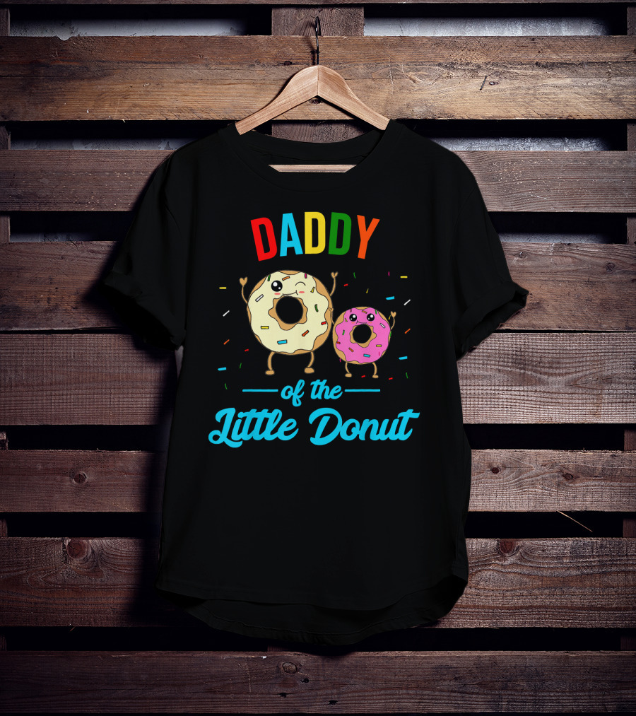 Mens Daddy Of The Little Donut Cute Colorful Sprinkles Character Duo T-Shirt