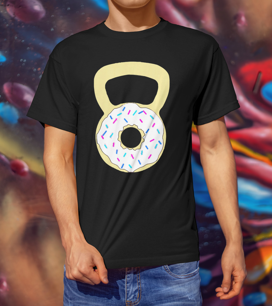 Kettlebell Donut Fitness Workout Sprinkled Sweet Motivation T-Shirt