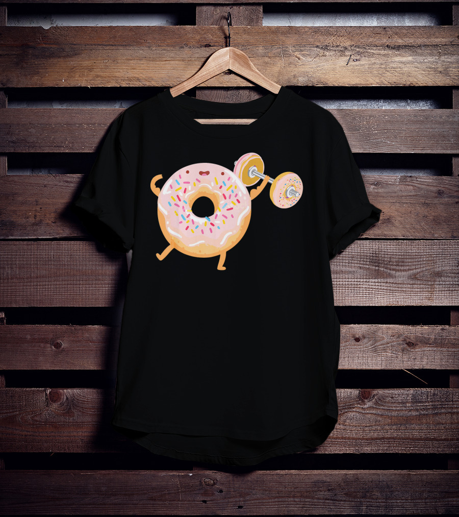 Funny Donut Gym Barbell Fitness Humor T-Shirt