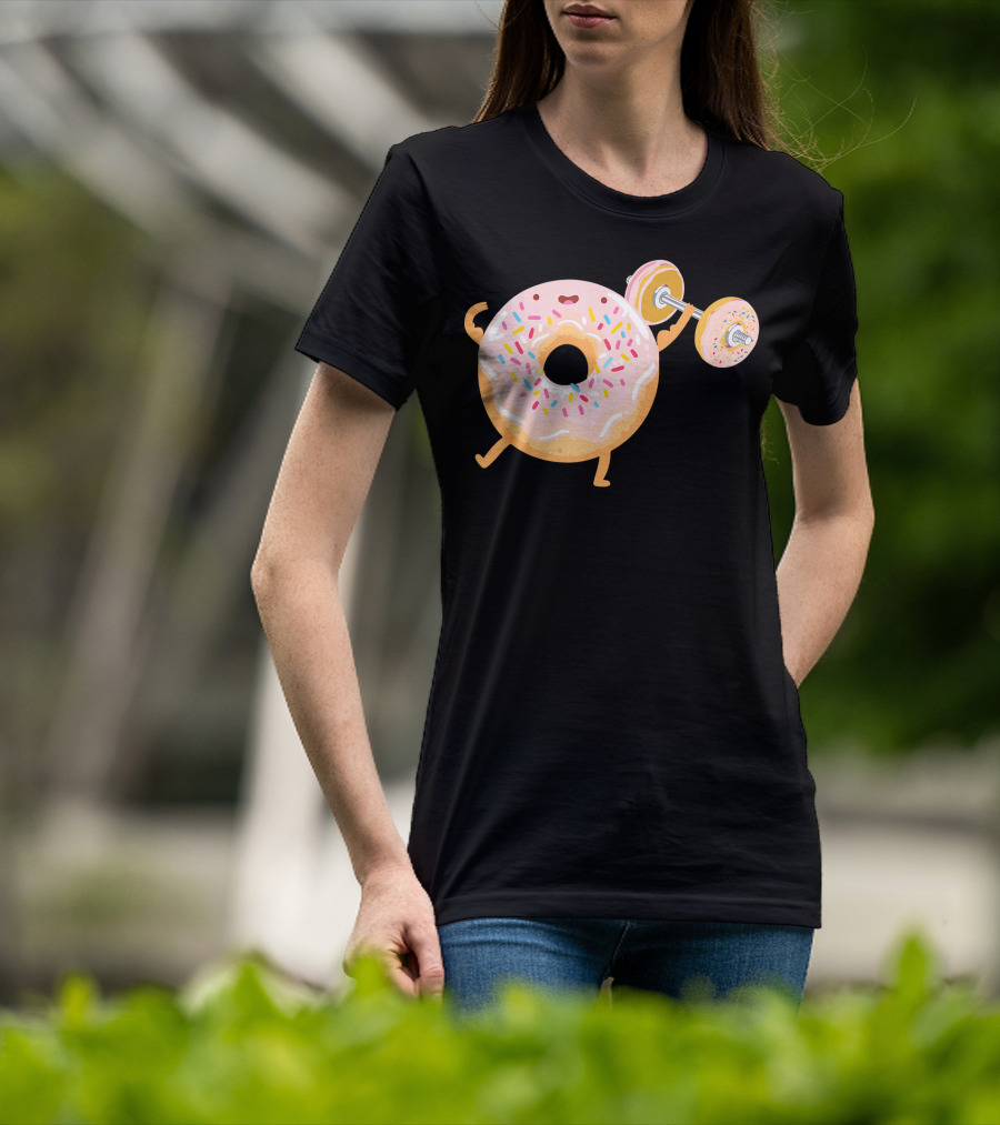 Funny Donut Gym Barbell Fitness Humor T-Shirt