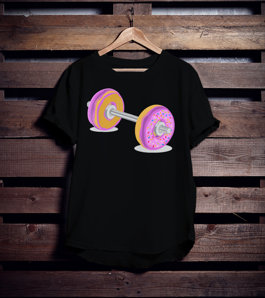 Donut Barbell Sprinkle Weightlifting Humor Novelty T-Shirt