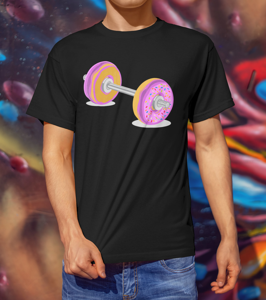Donut Barbell Sprinkle Weightlifting Humor Novelty T-Shirt