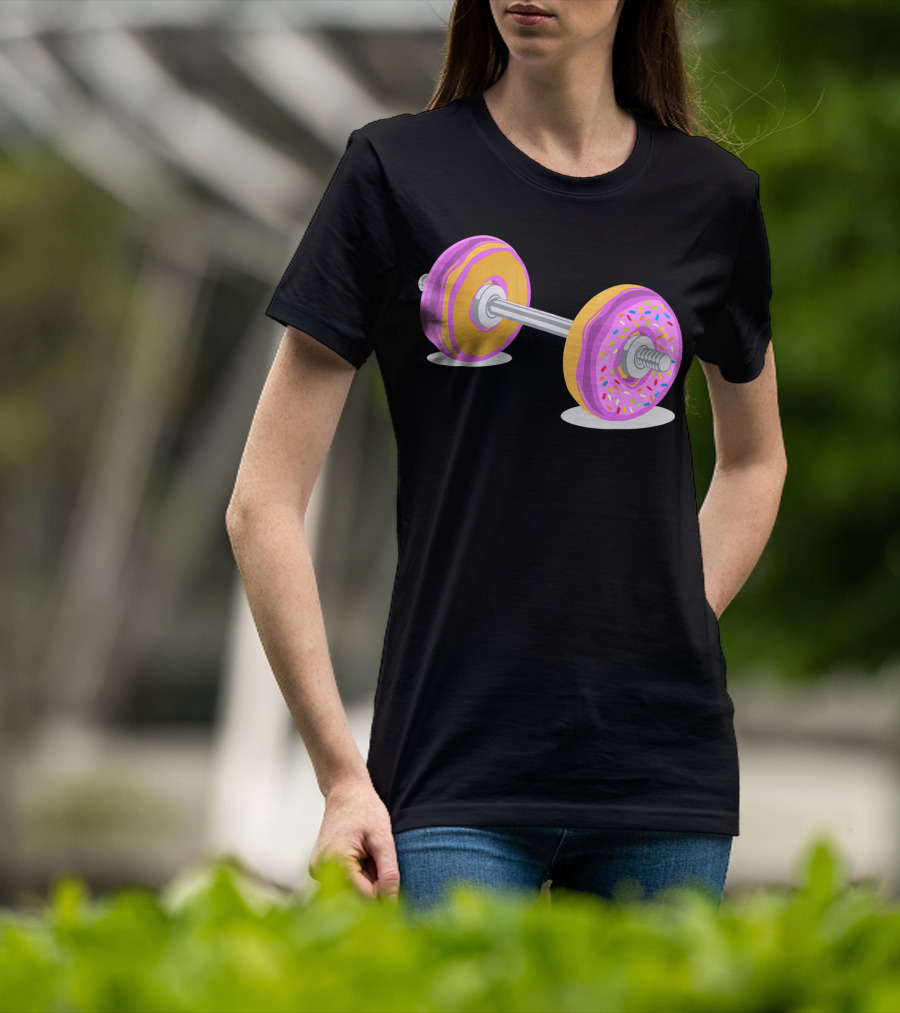 Donut Barbell Sprinkle Weightlifting Humor Novelty T-Shirt