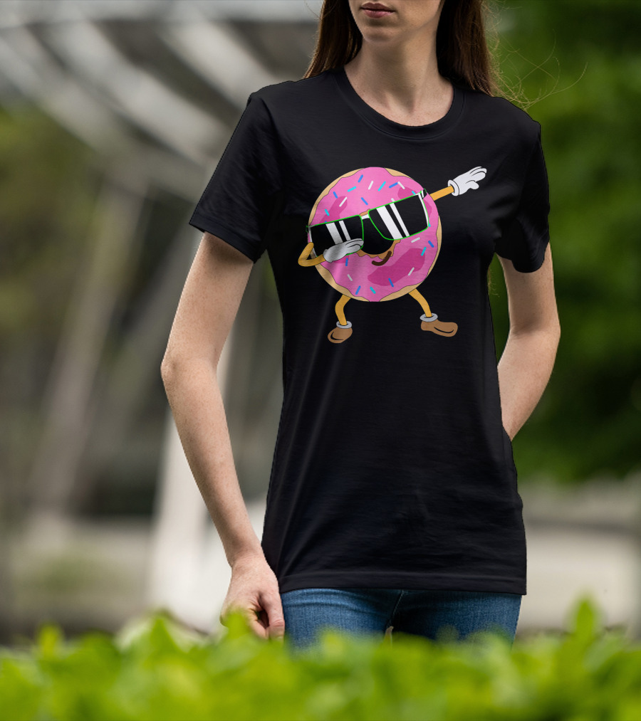Cool Dabbing Donut Sprinkles Sunglasses Fun T-Shirt