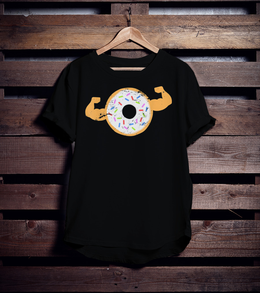 Mens Muscle Donut Flexing Funny Powerlifting T-Shirt