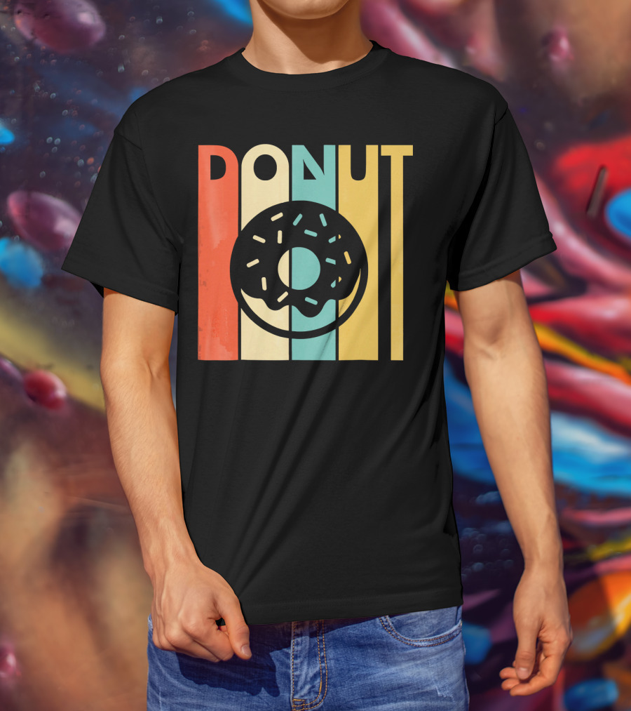 Vintage Style Donut Retro Stripes T-Shirt