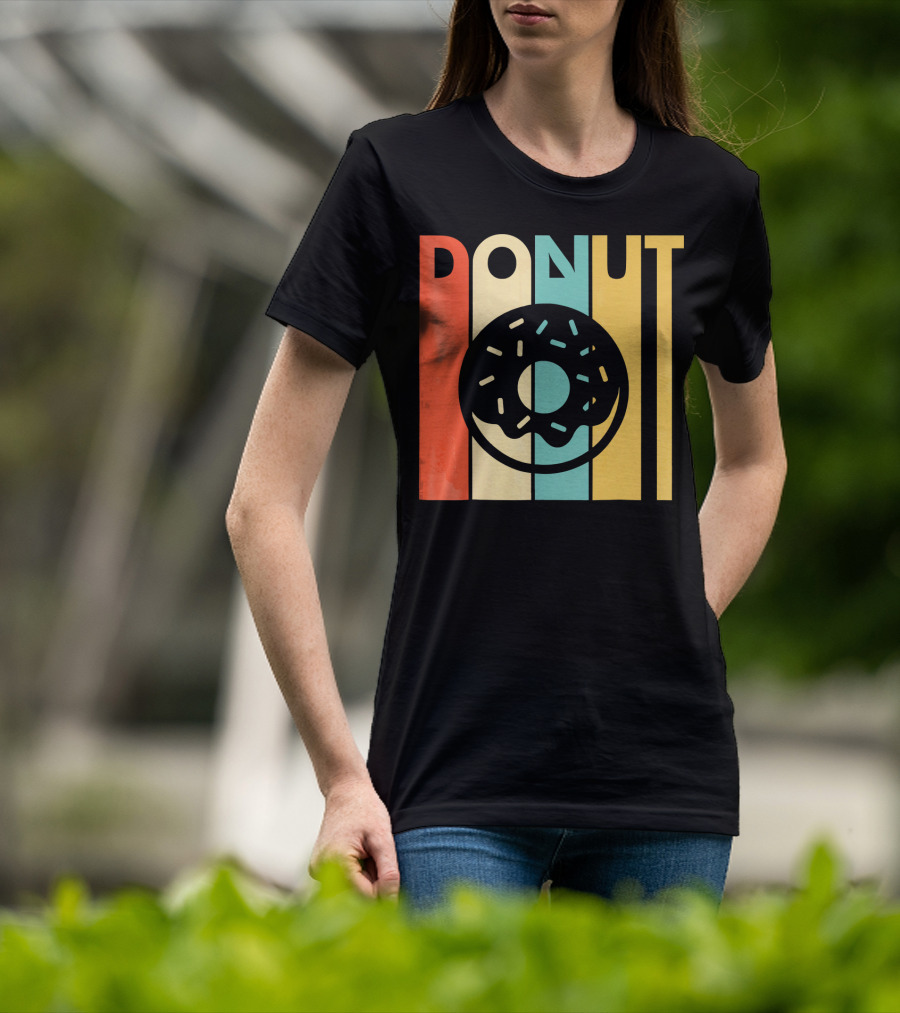 Vintage Style Donut Retro Stripes T-Shirt