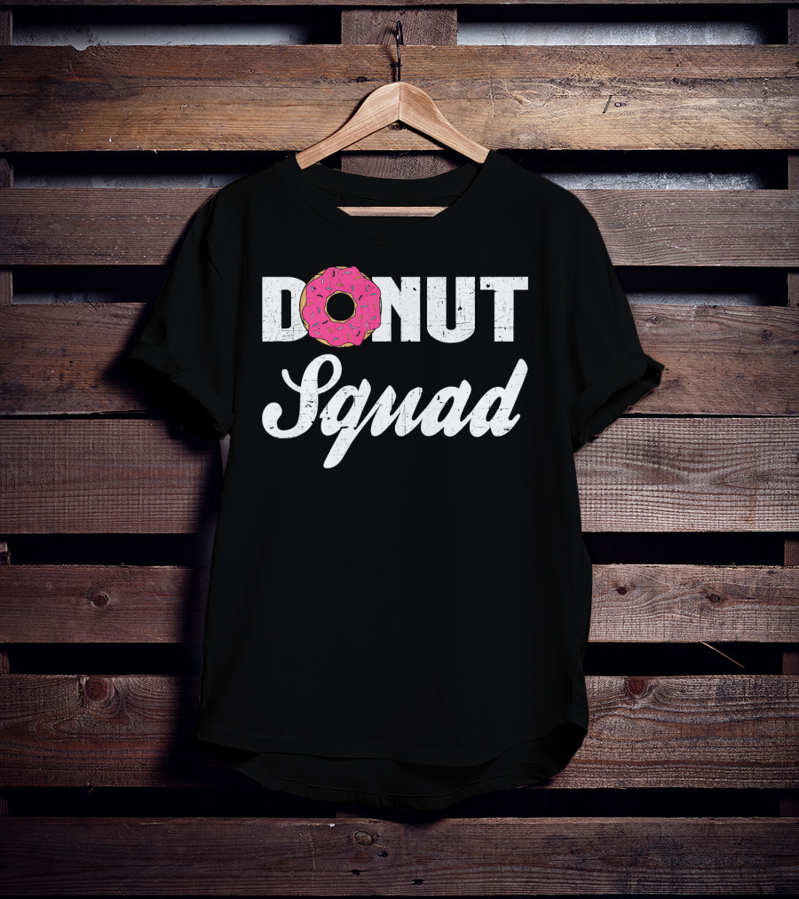 Donut Squad Funny Doughnut Lovers And Poli With Pink Frosted Topped Letters T-Shirt