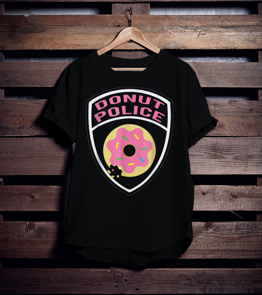 Donut Police Badge Funny Donut Lover Pink Sprinkles T-Shirt