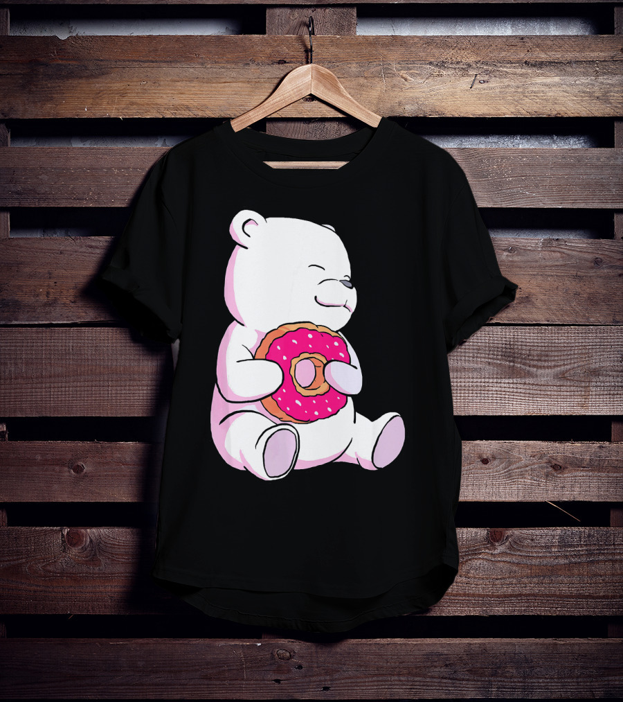 Polar Bear Holding Donut Animal Lover T-Shirt