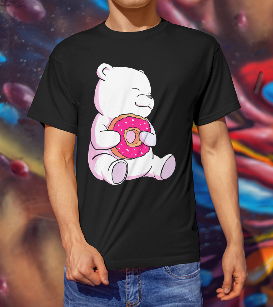 Polar Bear Holding Donut Animal Lover T-Shirt