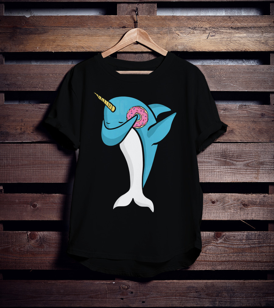 Narwhal Dabbing With Donut Pose T-Shirt