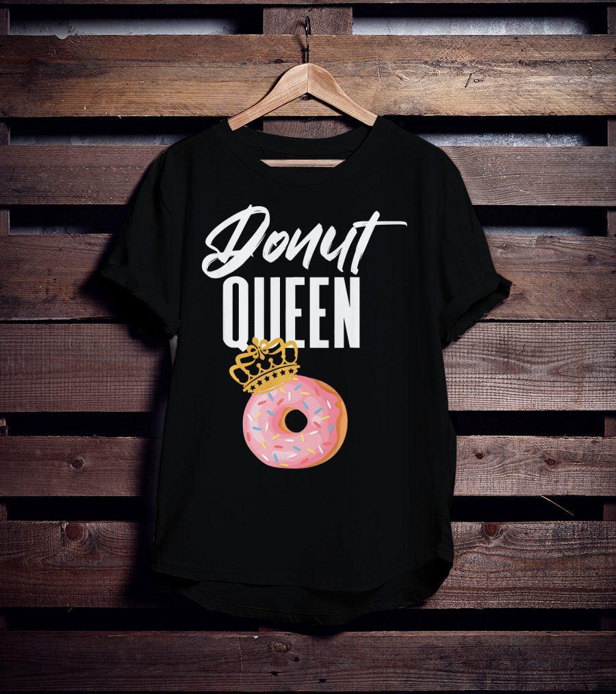 Donut Queen Sprinkled Women And Girls Pink Donut With Crown T-Shirt