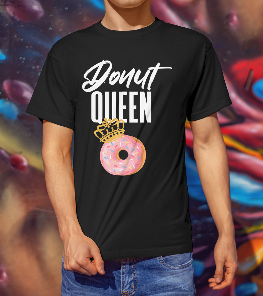 Donut Queen Sprinkled Women And Girls Pink Donut With Crown T-Shirt