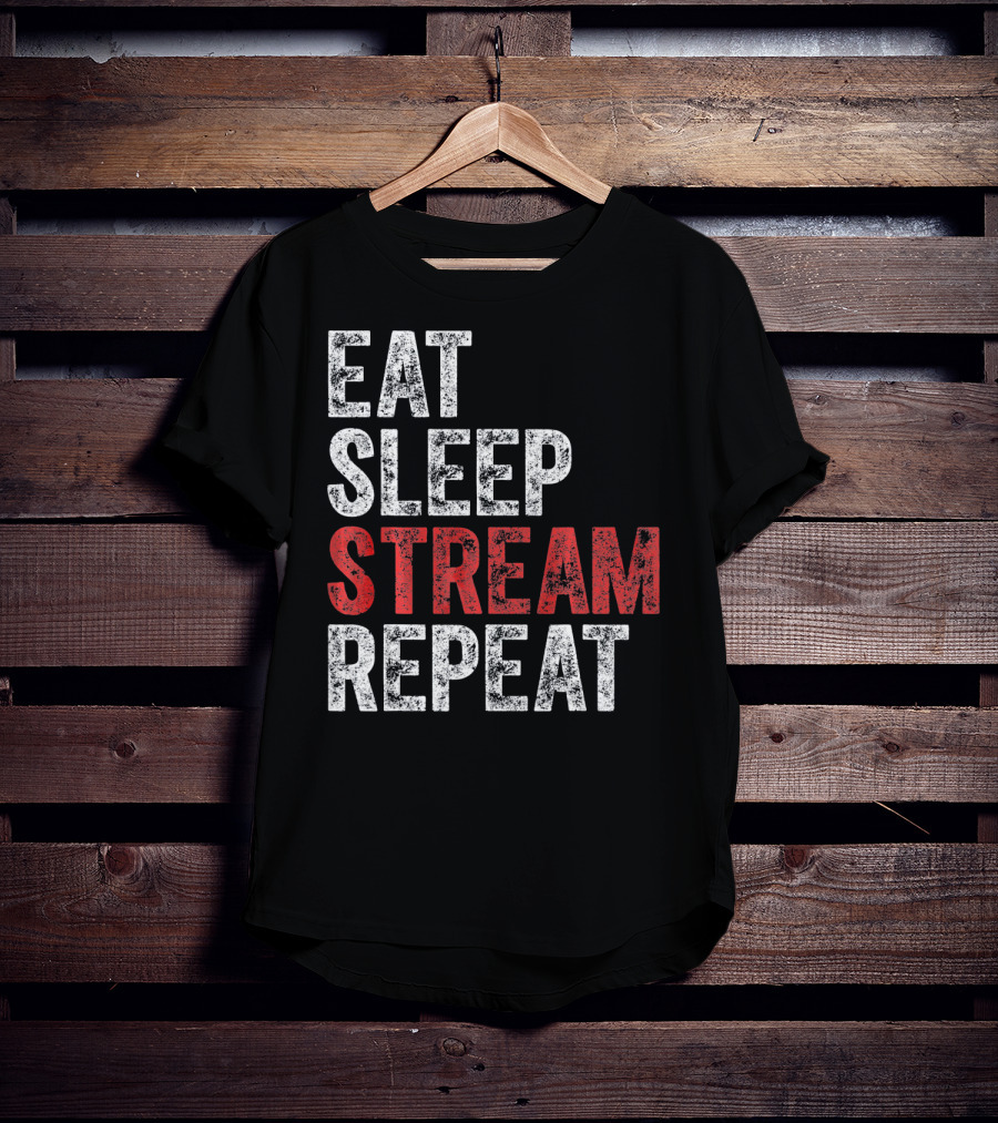 Eat Sleep Stream Repeat Bold Minimalist Gaming Lifestyle T-Shirt