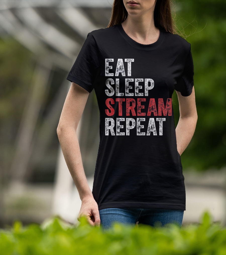 Eat Sleep Stream Repeat Bold Minimalist Gaming Lifestyle T-Shirt