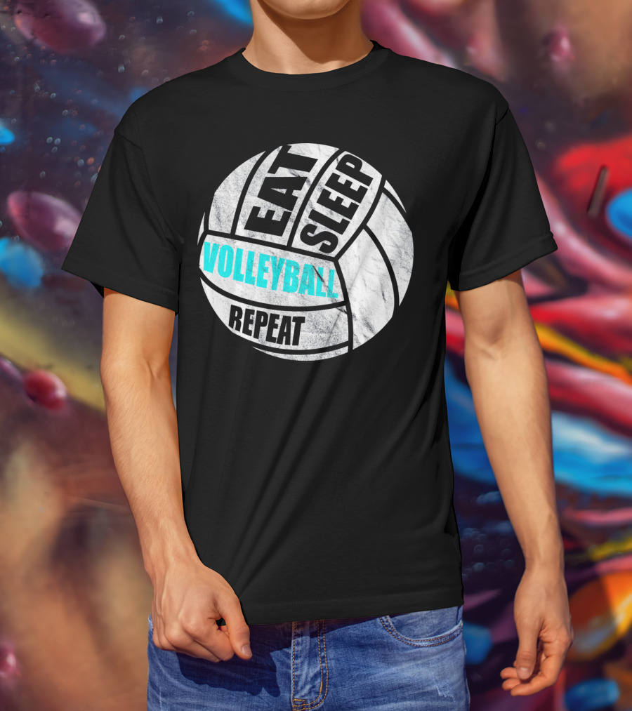 Eat Sleep Volleyball Repeat Distressed Girls Or Boys T-Shirt