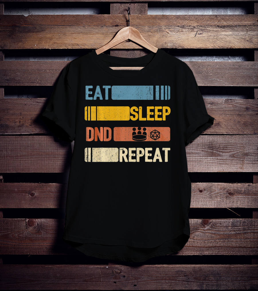 Eat Sleep DND Dice Crown Repeat T-Shirt
