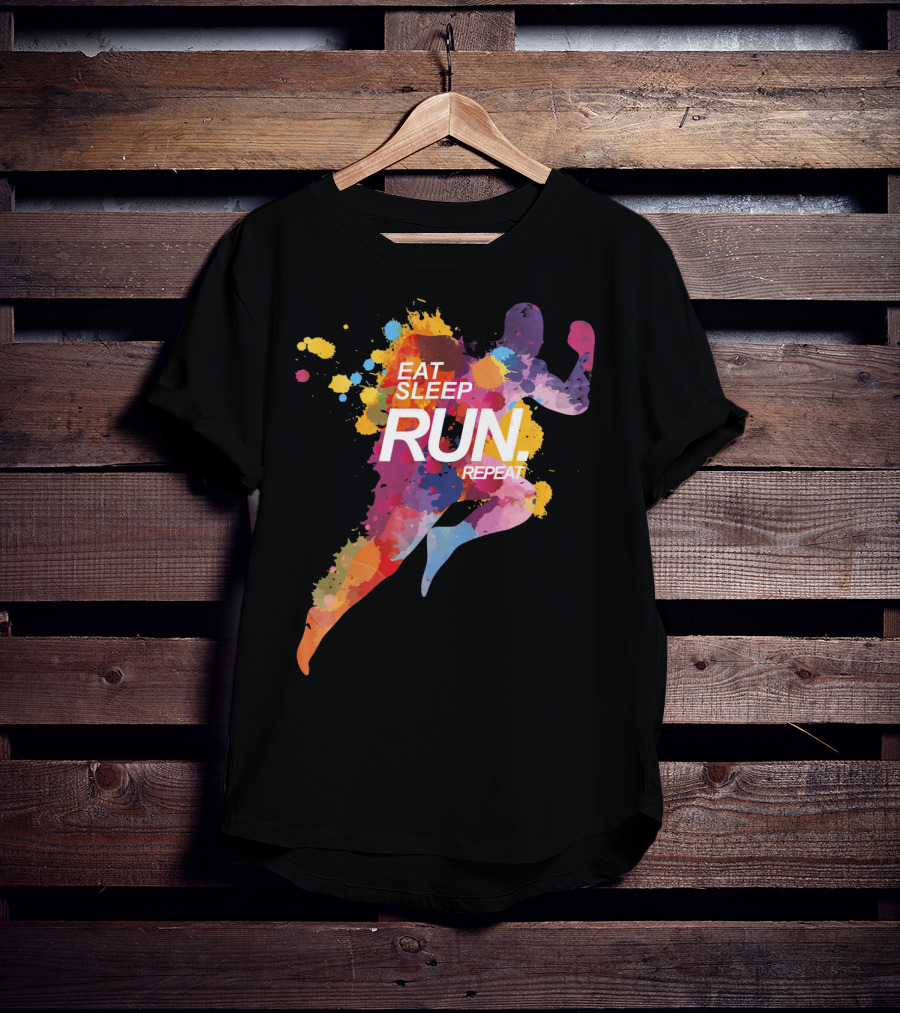 Eat Sleep Run Repeat Colorful Runner T-Shirt