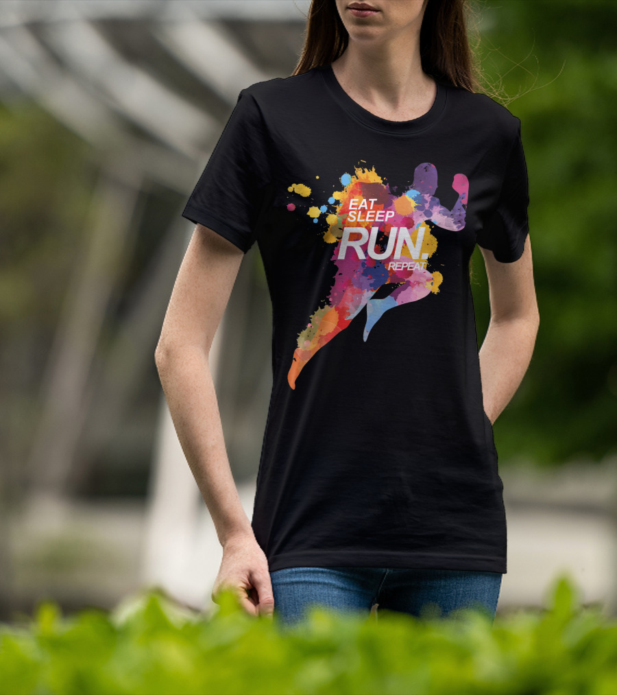Eat Sleep Run Repeat Colorful Runner T-Shirt