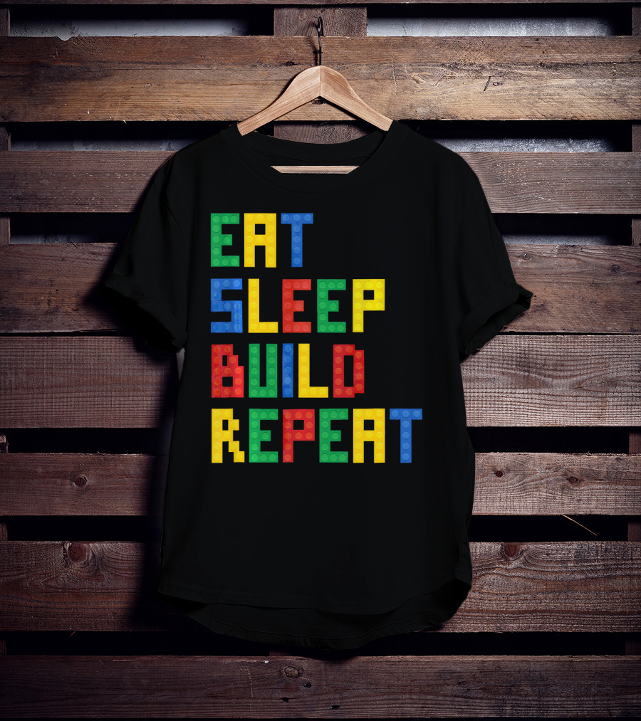 Eat Sleep Build Repeat Master Builder Blocks Inspired T-Shirt