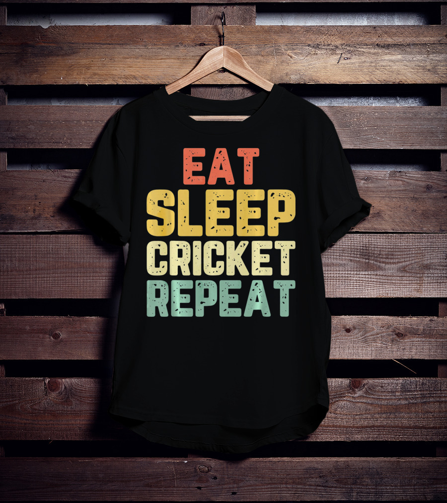 Eat Sleep Cricket Repeat Player Vin T-Shirt