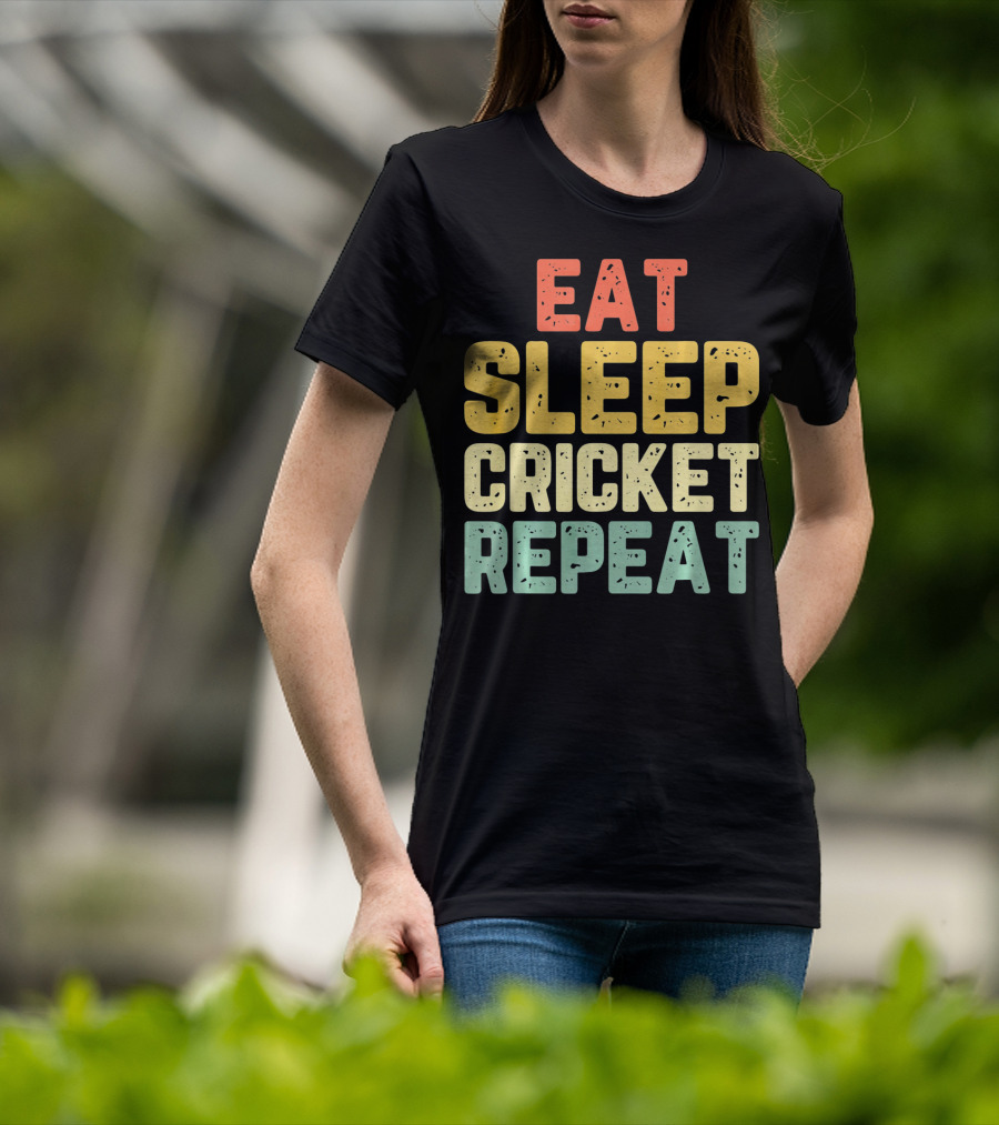 Eat Sleep Cricket Repeat Player Vin T-Shirt