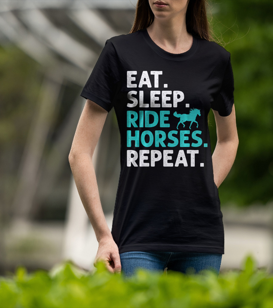 Eat Sleep Ride Horses Repeat Vintage Horse T-Shirt