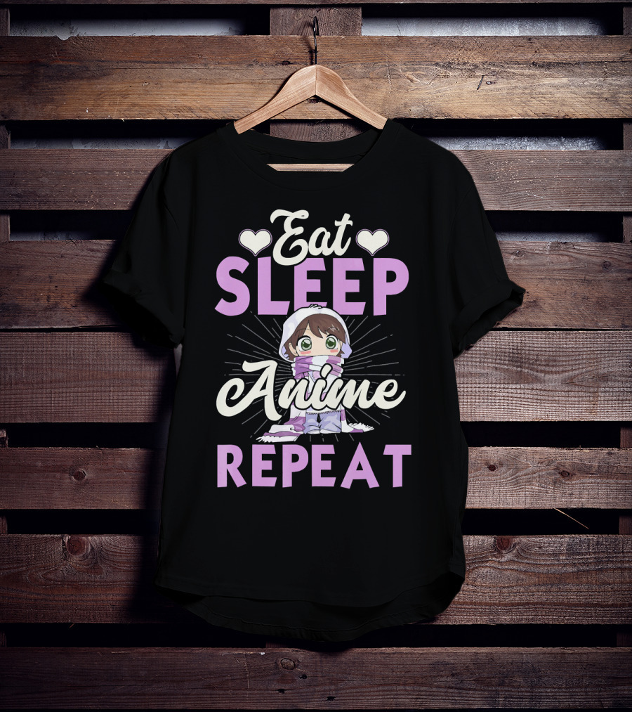 Eat Sleep Anime Repeat Cute Chibi Character Japan Manga T-Shirt