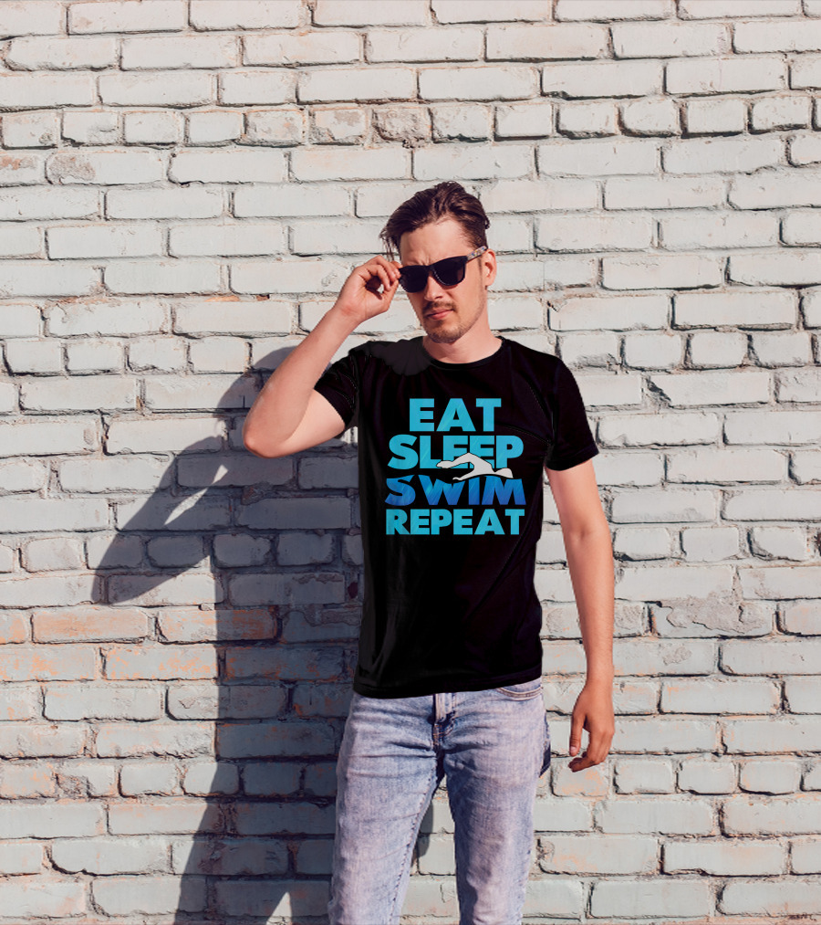 Eat Sleep Swim Repeat Swimmer Tees Iconic Phrase With Swim T-Shirt