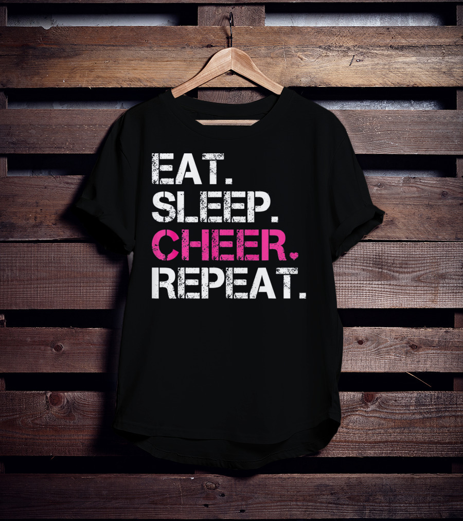 Eat Sleep Cheer Heart Repeat Cheerleading T-Shirt