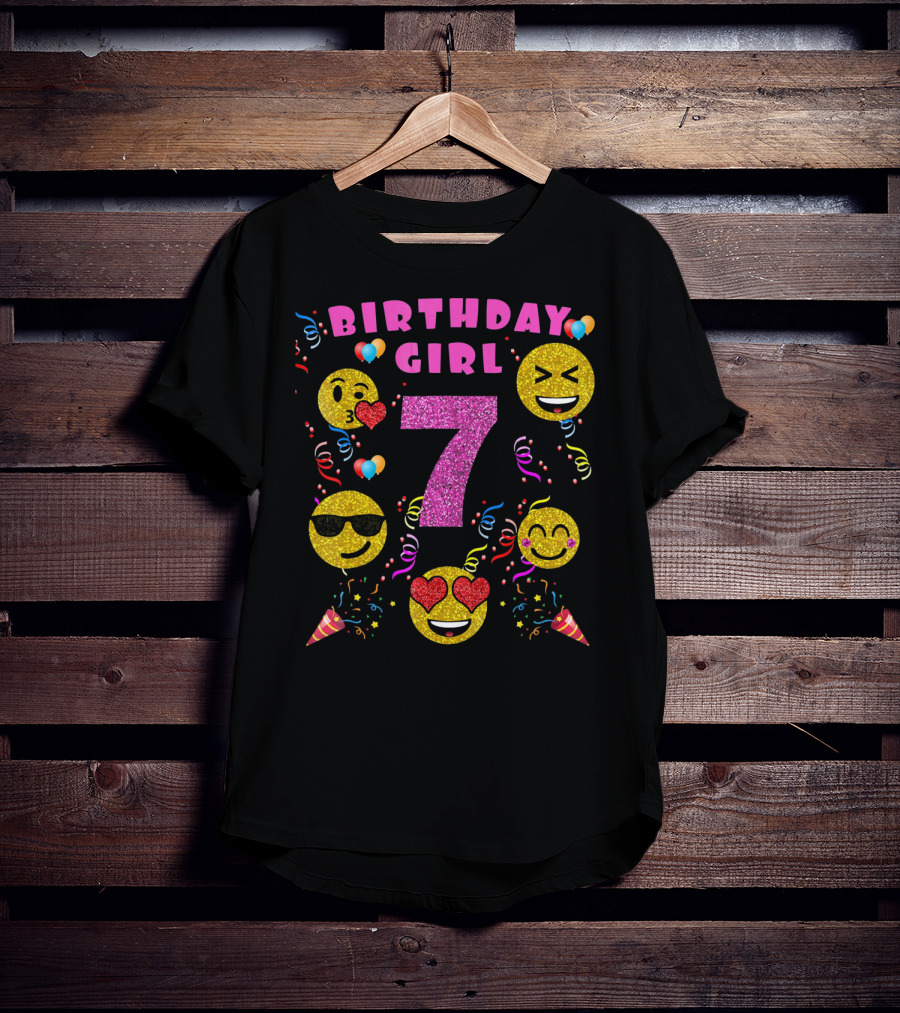 Birthday Girl 7 Emoji Party Celebration Fun T-Shirt
