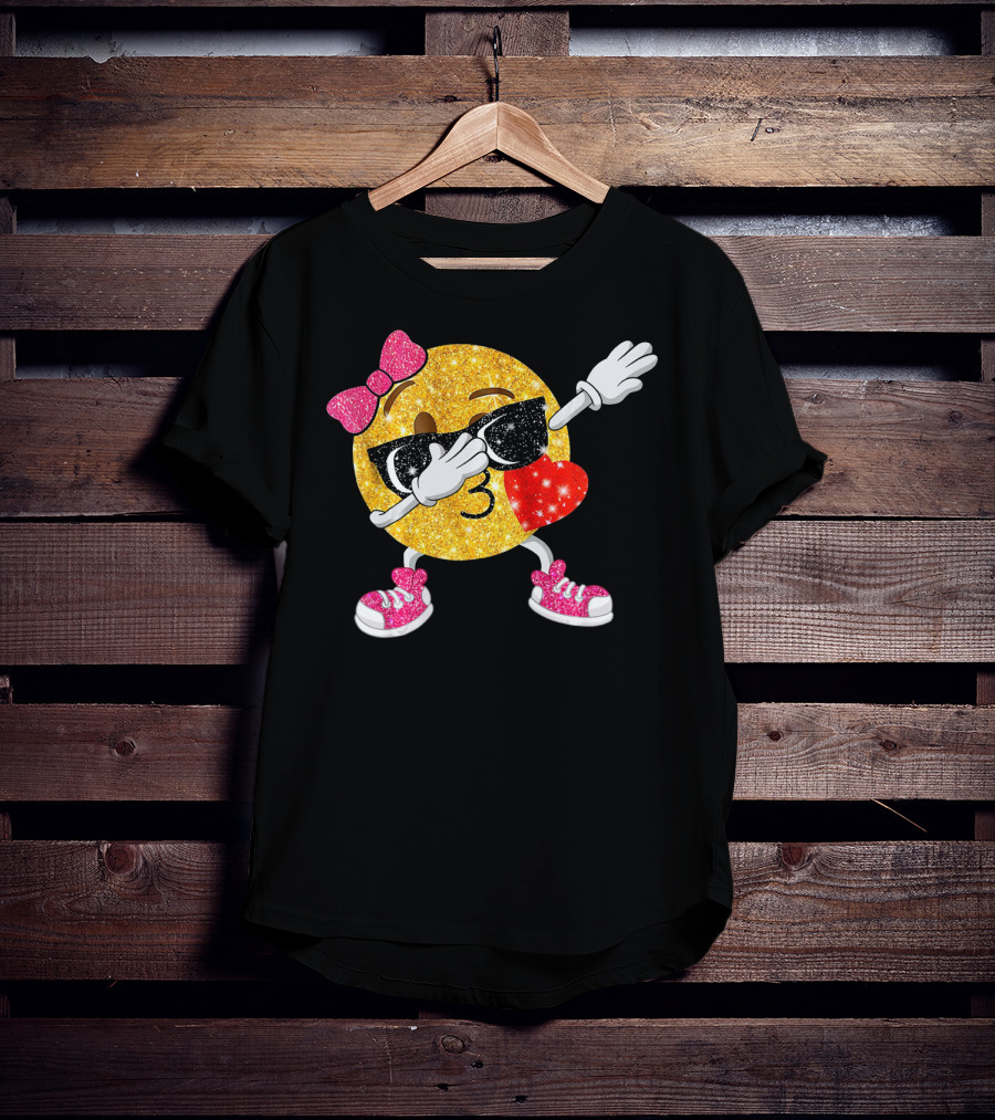 Dabbing Glitter Emoji Heart Kiss Bow Sunglasses Sneakers T-Shirt