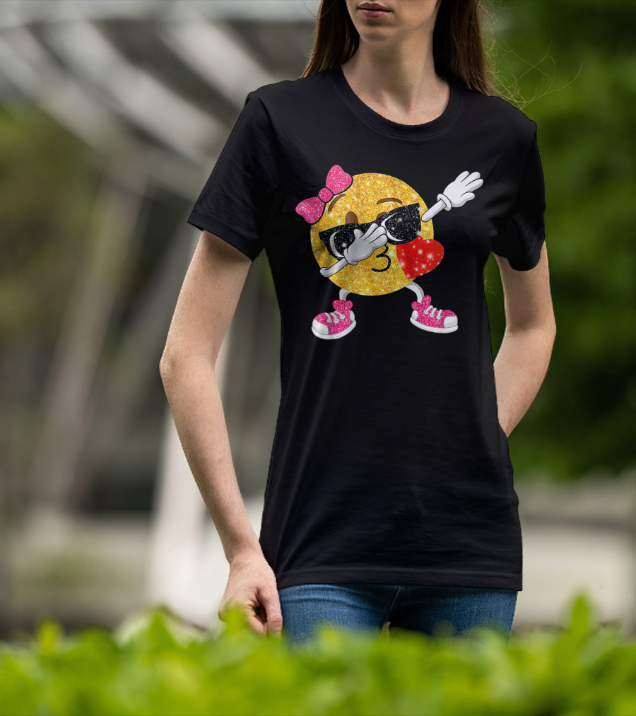 Dabbing Glitter Emoji Heart Kiss Bow Sunglasses Sneakers T-Shirt
