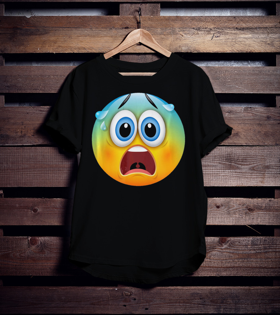 Scared Face Emoji Funny Novelty Sweat Emoji Face T-Shirt