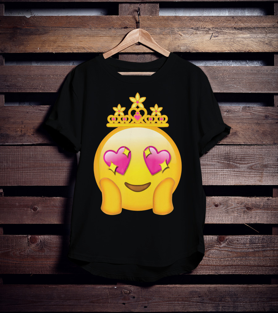 Emoticon Queen Heart Eyes Emoji With Crown Princess T-Shirt