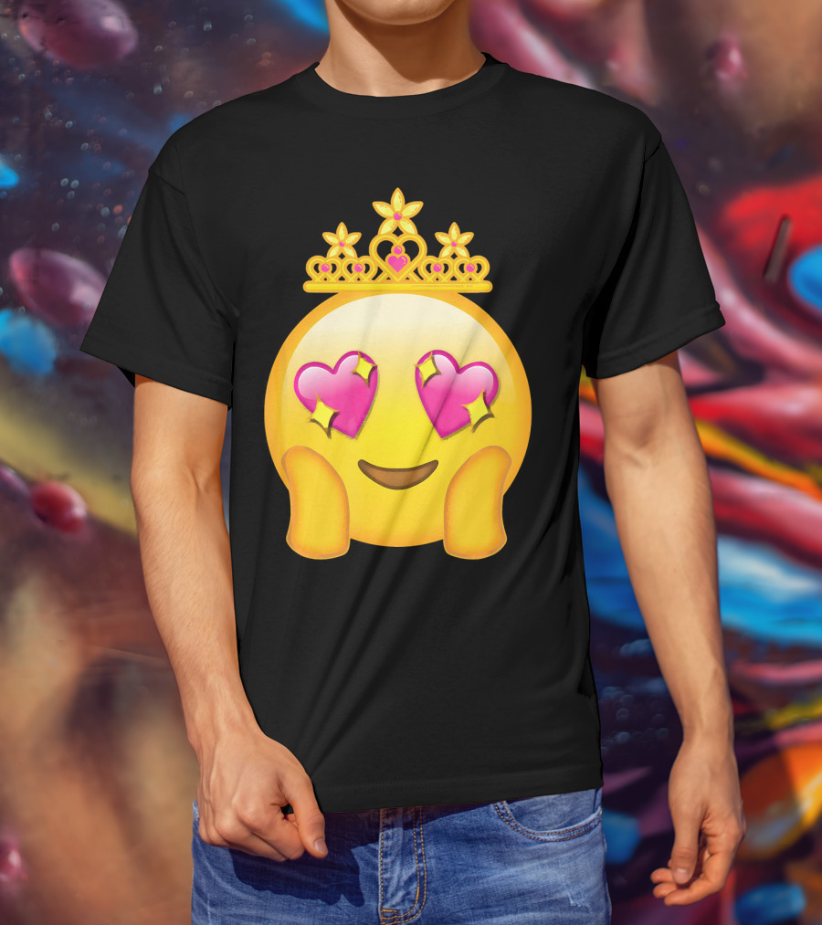Emoticon Queen Heart Eyes Emoji With Crown Princess T-Shirt