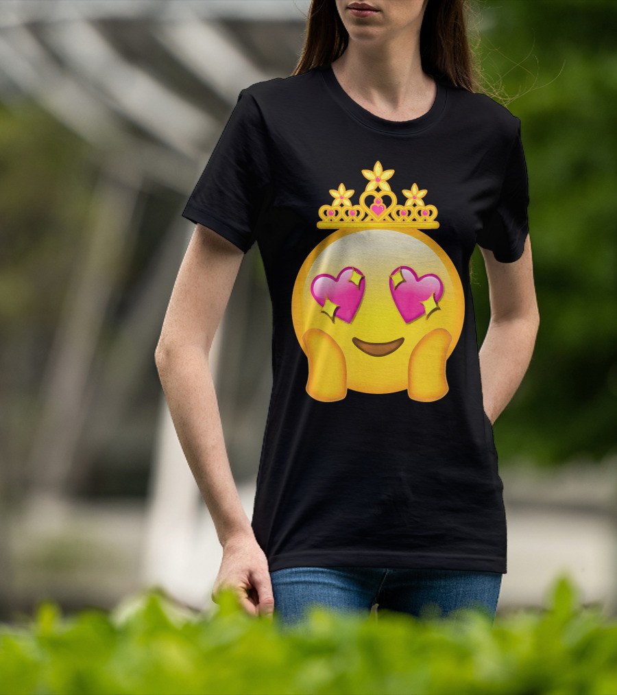 Emoticon Queen Heart Eyes Emoji With Crown Princess T-Shirt