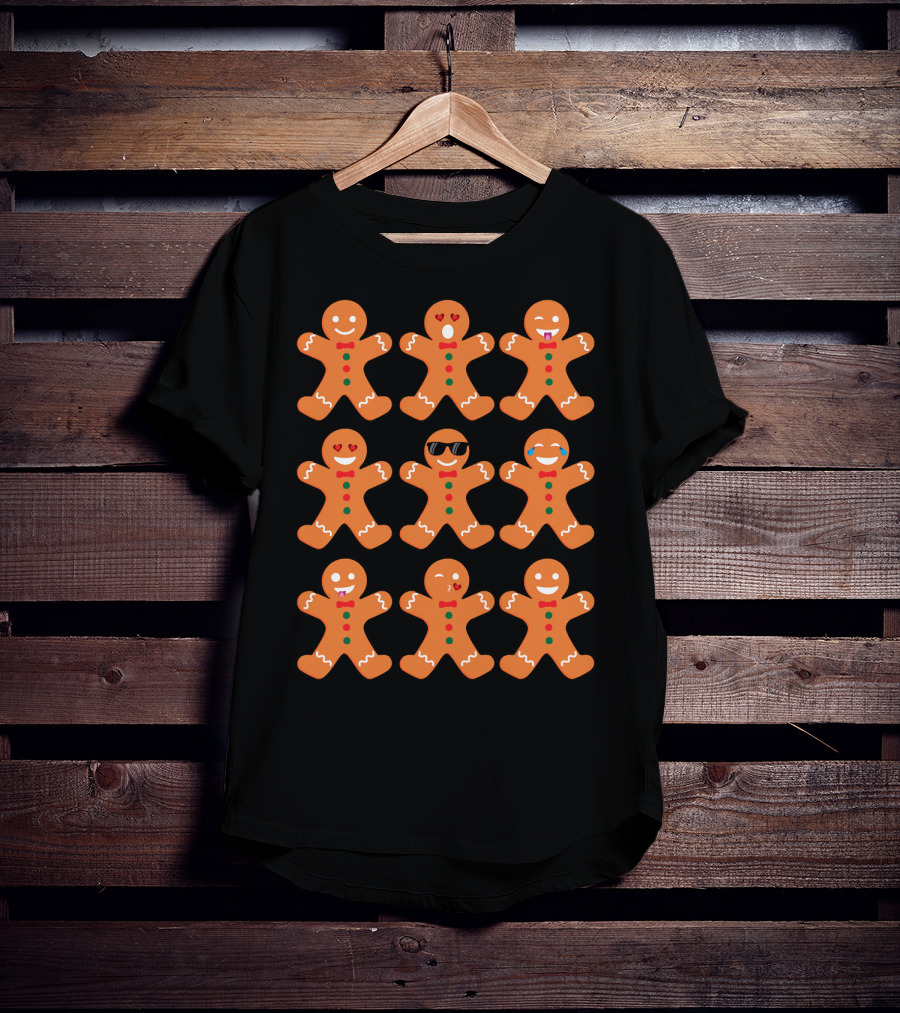 Gingerbread Man Emotions Faces Sunglasses And Tears T-Shirt