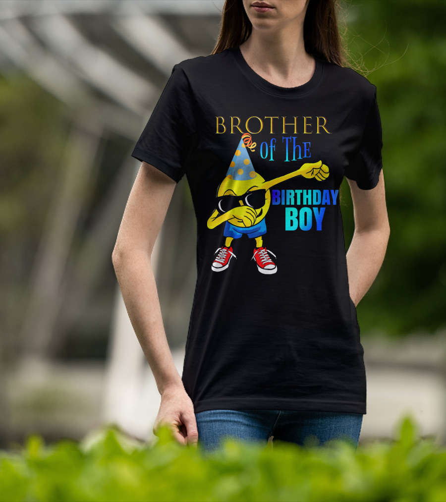 BROTHER Of The Birthday Boy Dabbing Emoji Party Hat Sunglasses Sneakers T-Shirt
