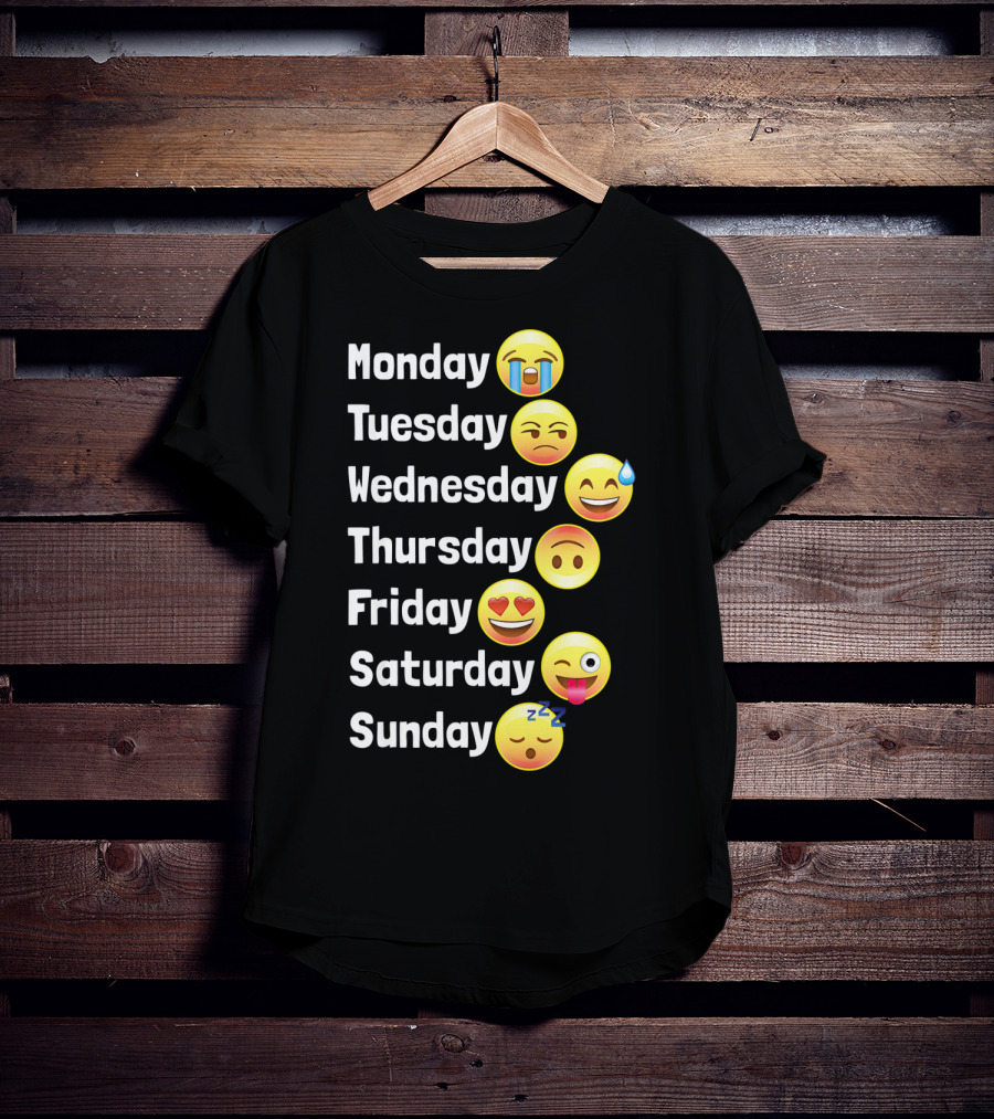 Monday Tuesday Wednesday Thursday Friday Saturday Sunday Emoji Faces T-Shirt