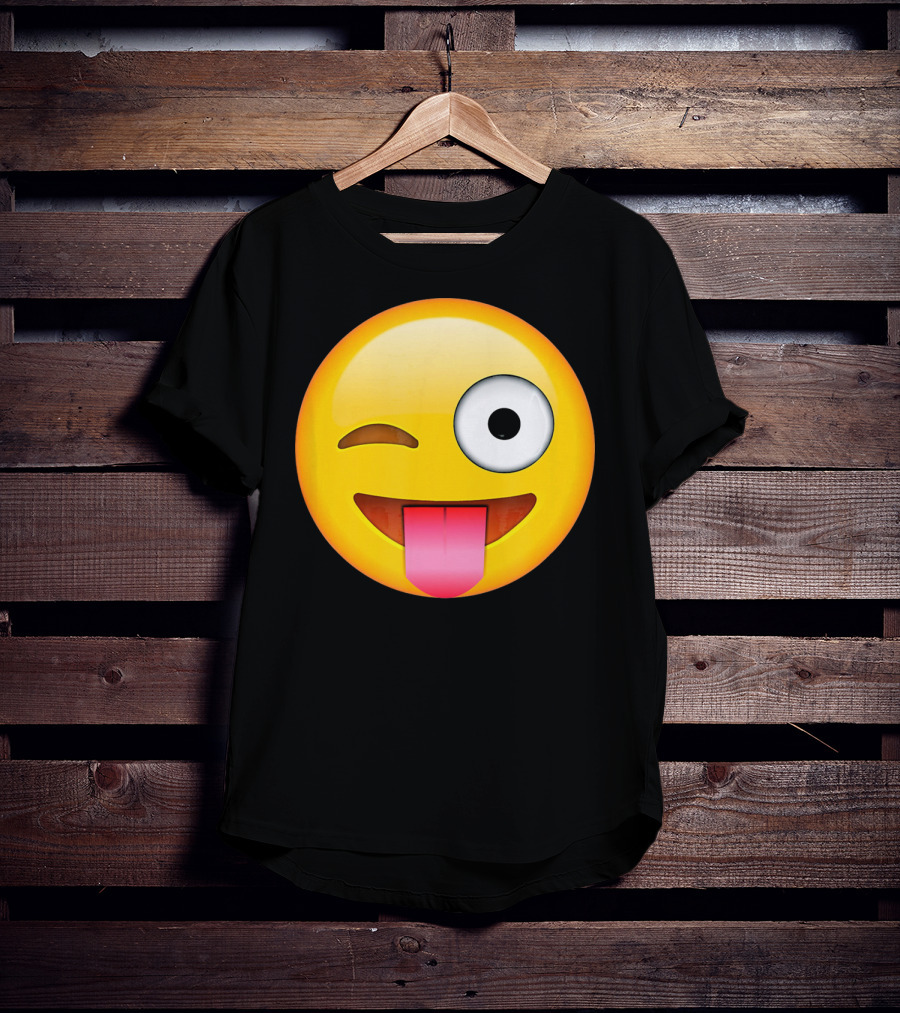 Face Emoticon Tongue Out Emoji Wink T-Shirt