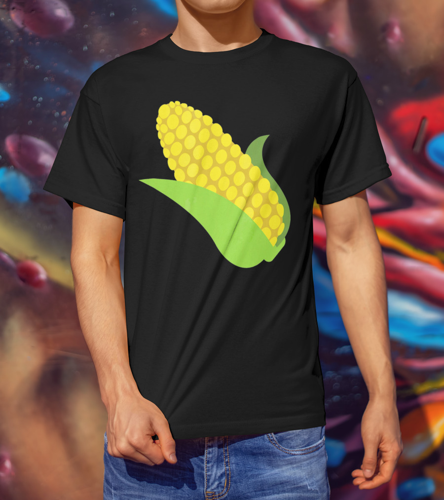 Emoji Corn On The Cob Yellow Kernels Green Husk T-Shirt