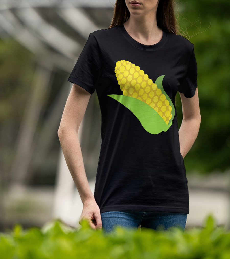 Emoji Corn On The Cob Yellow Kernels Green Husk T-Shirt
