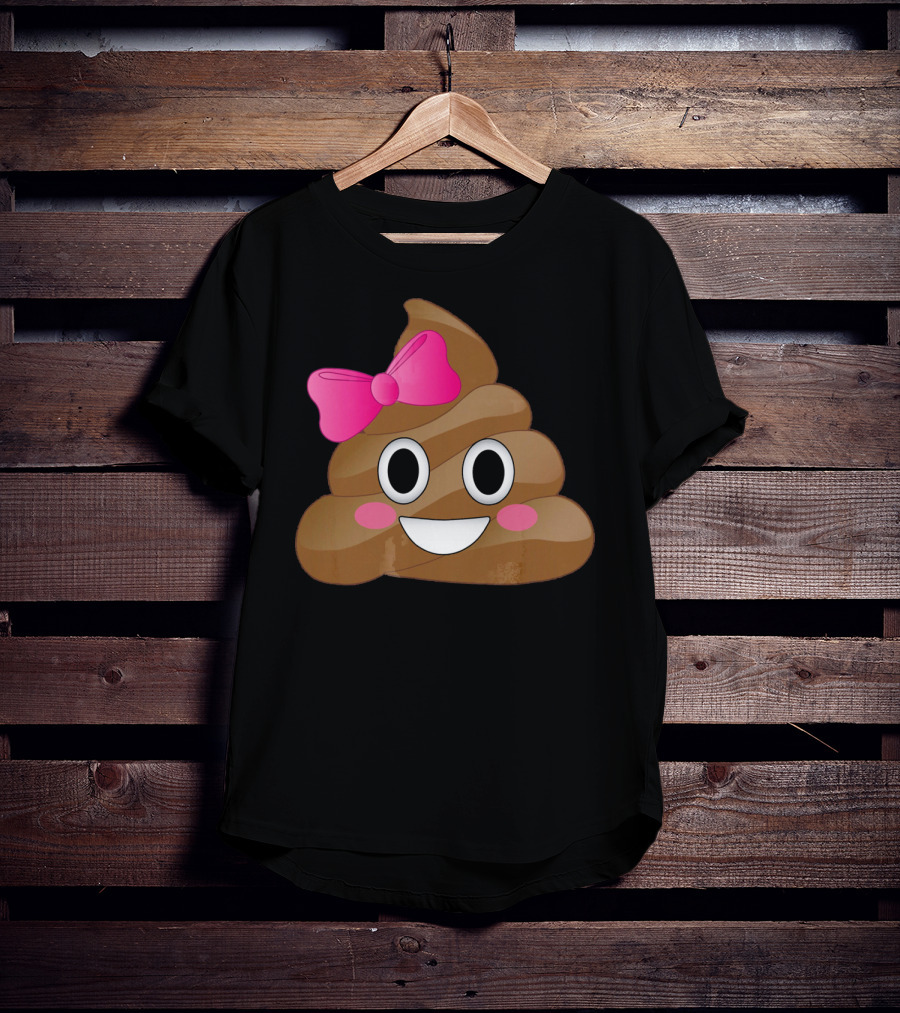 Cute Pink Bow Emoji Funny Smiling Cutie Poo T-Shirt