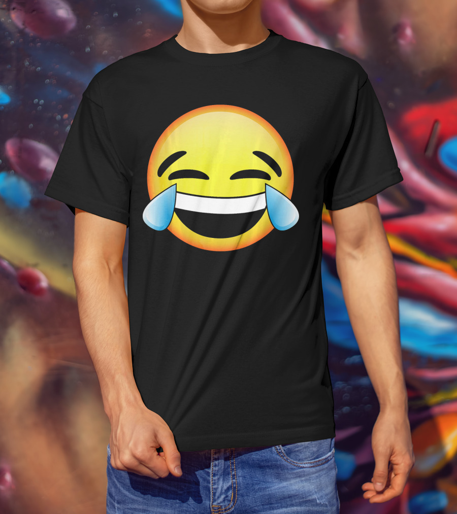 HD Emoji Tears Of Joy Face Laughin Hilarious Expression T-Shirt