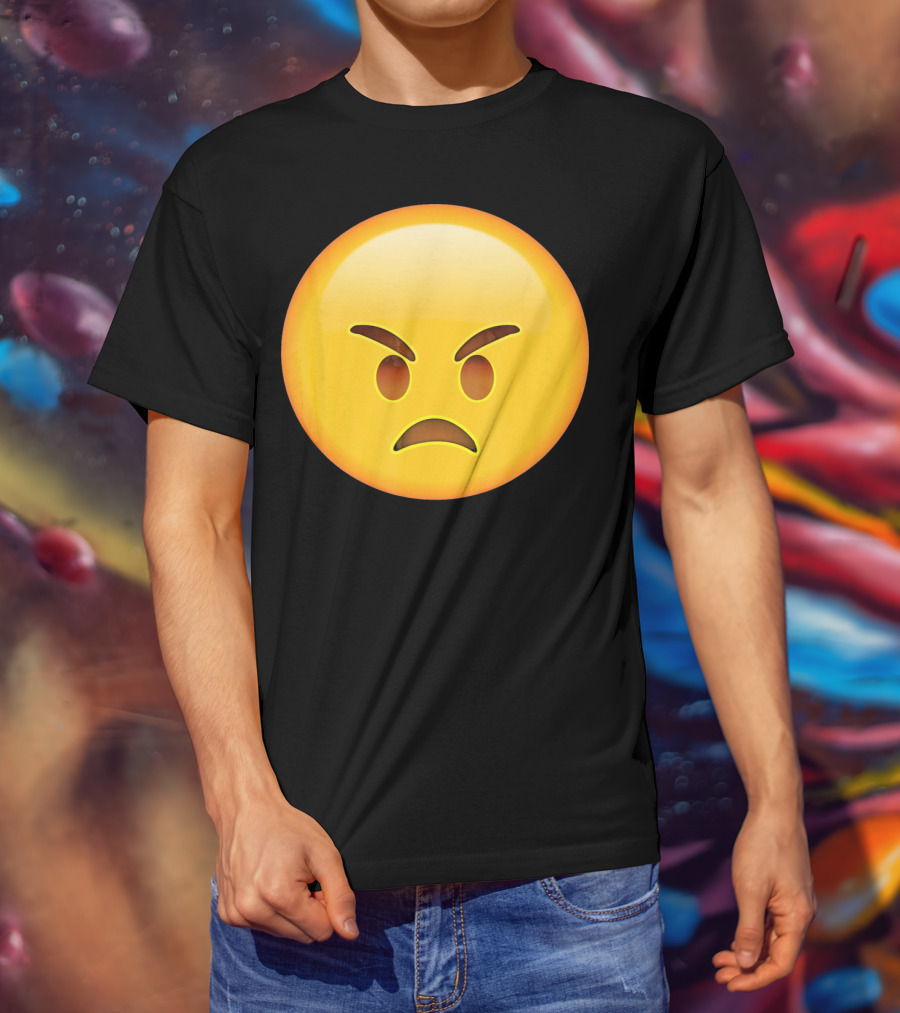 Emoji Angry Face Emoticon Mad Grumpy Upset T-Shirt