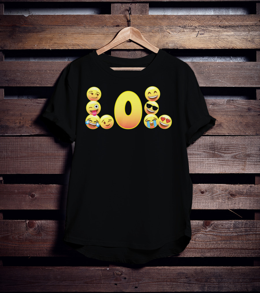 Emoji LOL Face With Laughing Tongue Wink Sunglasses Tears Hearts T-Shirt